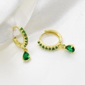 Emerald Huggie Hoops